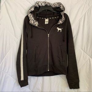 PINK Black Zip-Up Sweater